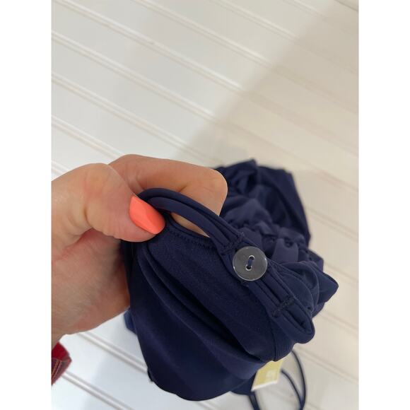 NWOT Michael Kors Swimsuit Navy Blue Ruched Strappy V-Neck 1 PC One Piece Sze XS - Picture 5 of 8